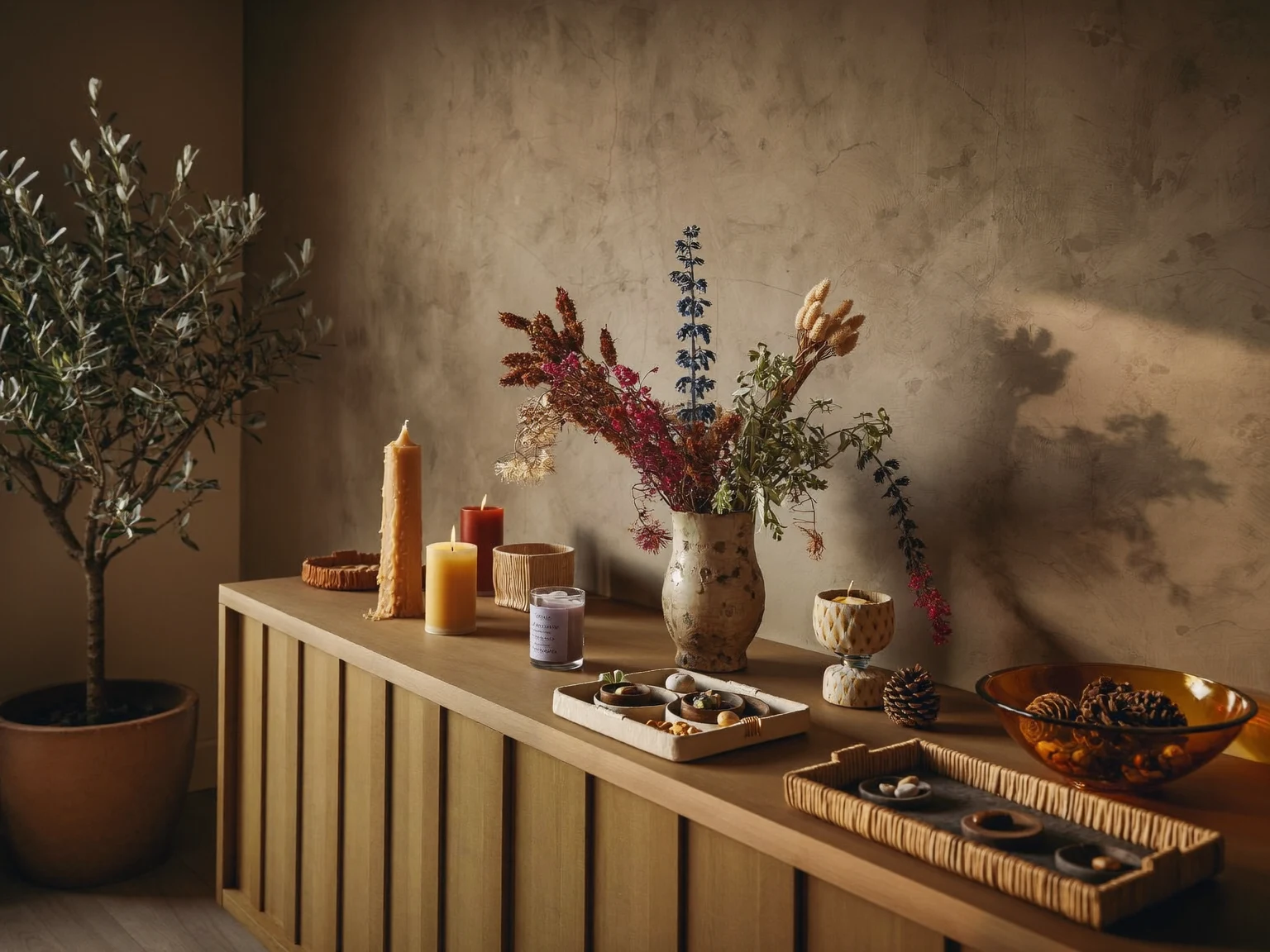 Composizione illustrata per scegliere candele e decorazioni